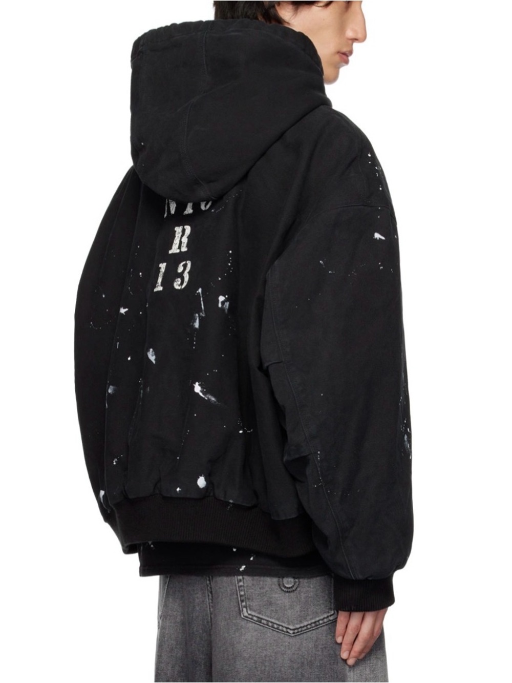 R13 Black Hooded Oversized Jacket with Padded Lining Size S Unisex - Picture 12 of 16
